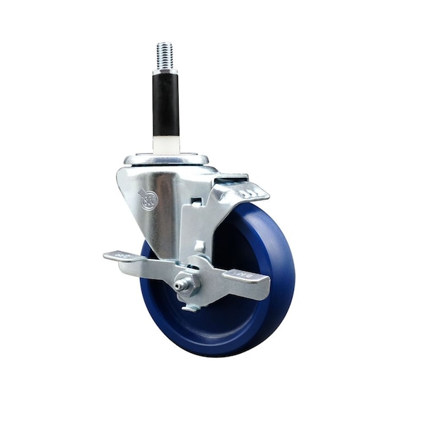 4'' Solid Poly Swivel 7/8'' Expanding Stem Caster with Brake